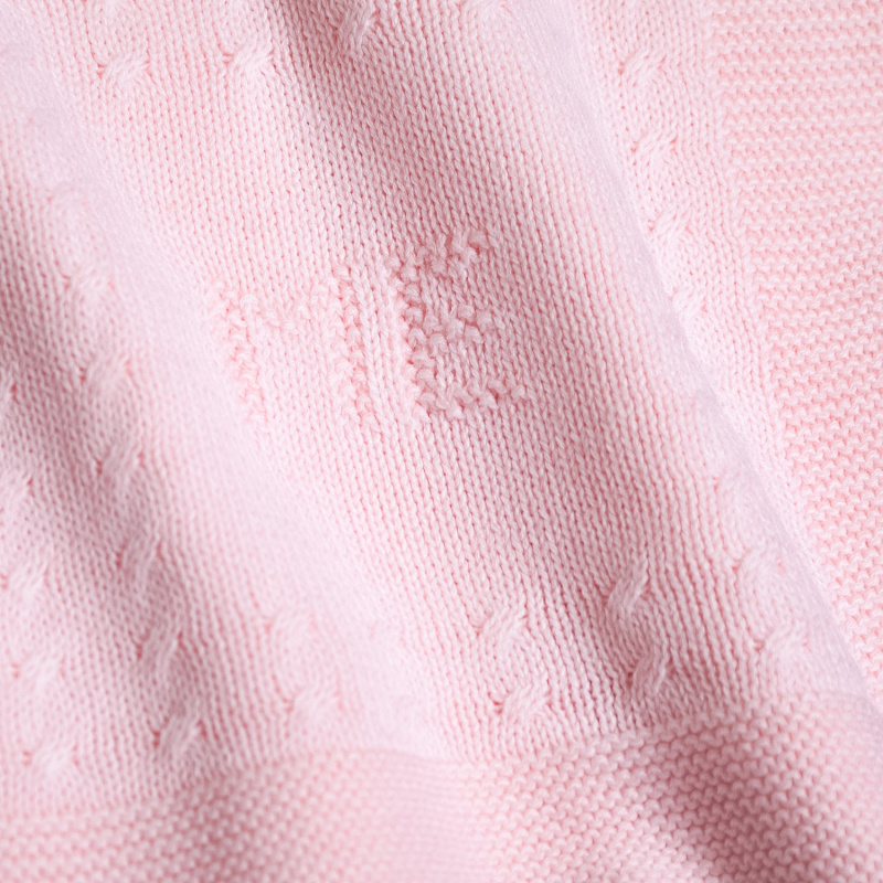 manta con cuadros de trenzas rosa