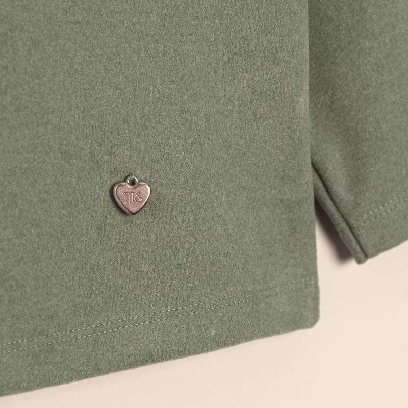 media polera de flecee verde