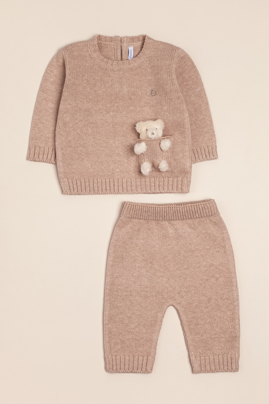 conjunto sweater bolsillito tedy beige