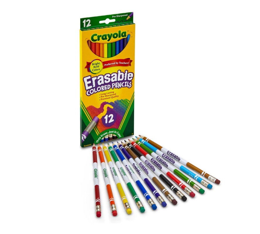 LAPIZ DE COLOR BORRABLES 12 COLORES CRAYOLA