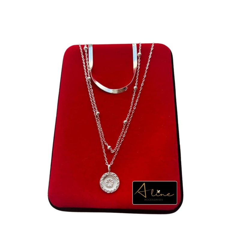 CADENA PLATA DE 3 CORREAS - SOL - 37