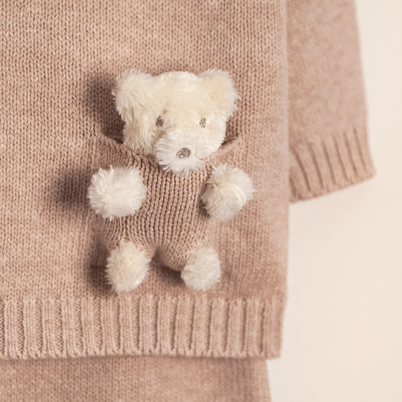 conjunto sweater bolsillito tedy beige