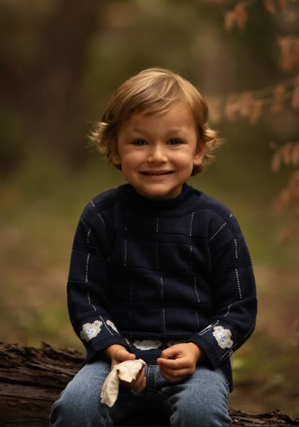 sweater jaquard caritas de osos azul