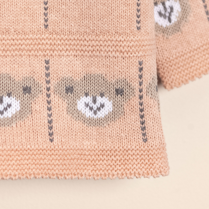 sweater jacquard caritas de osos rosa