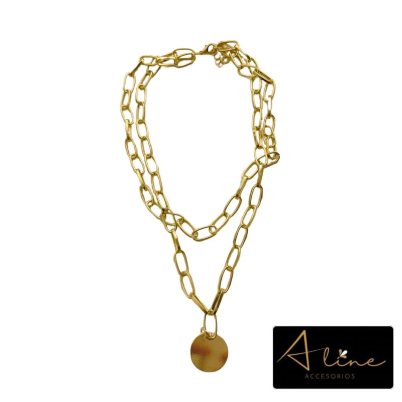 CADENA DORADA CON DIJE REDONDO -38