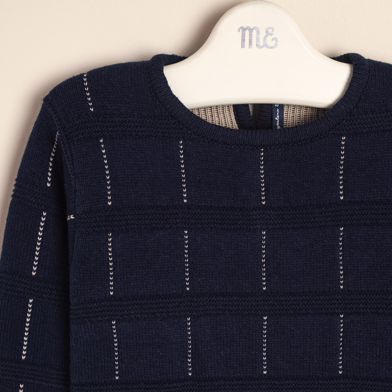 sweater jaquard caritas de osos azul