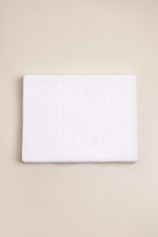 manta con cuadros de trenzas blanco