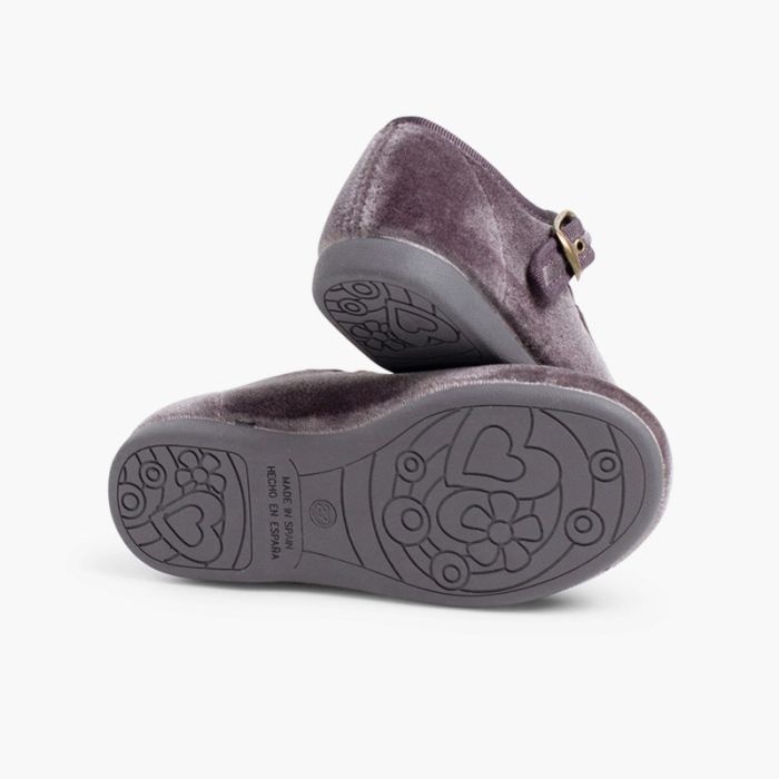 merceditas niña terciopelo hebilla gris