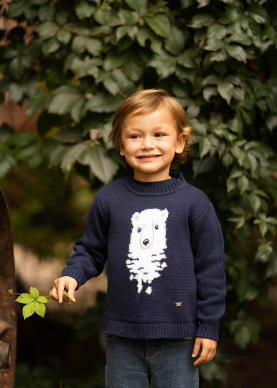 sweater con jaquard oso grizzly azul