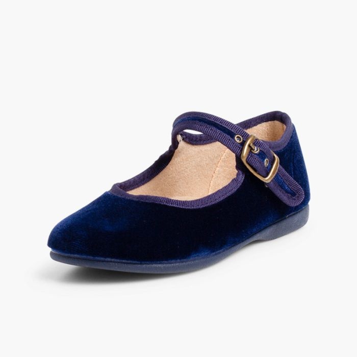 merceditas niña terciopelo hebilla azul