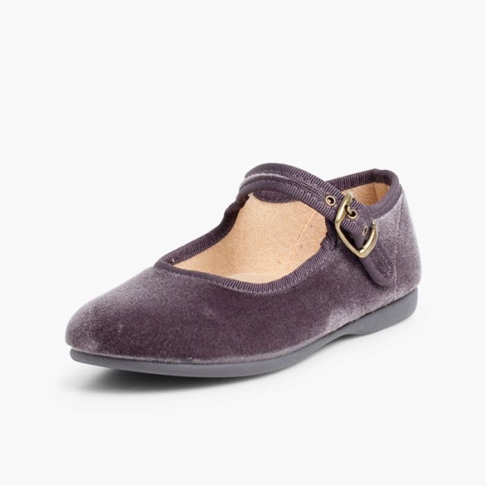merceditas niña terciopelo hebilla gris