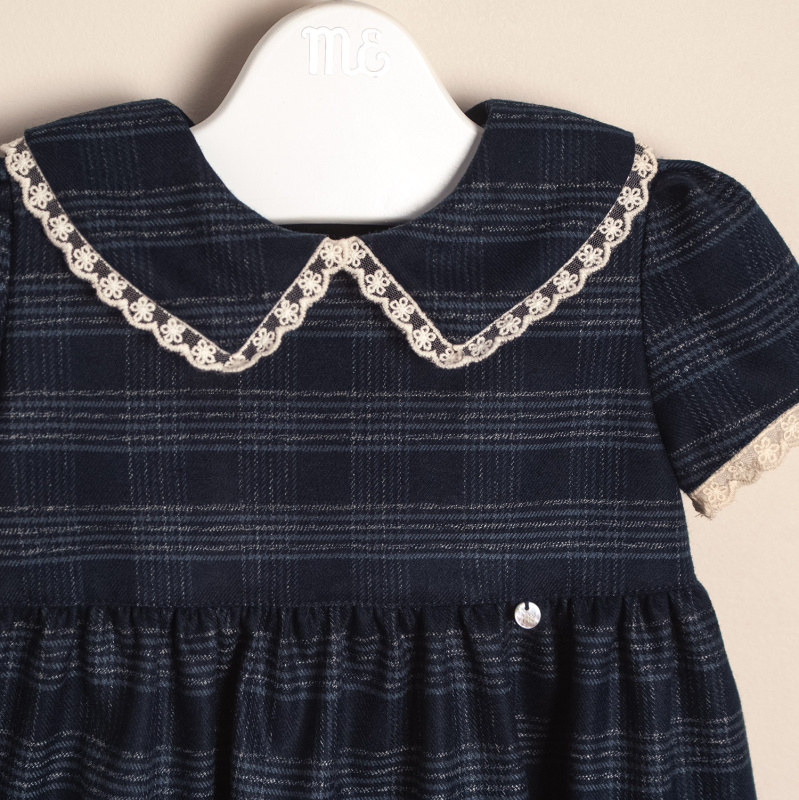 vestido escoses con puntillas marion azul