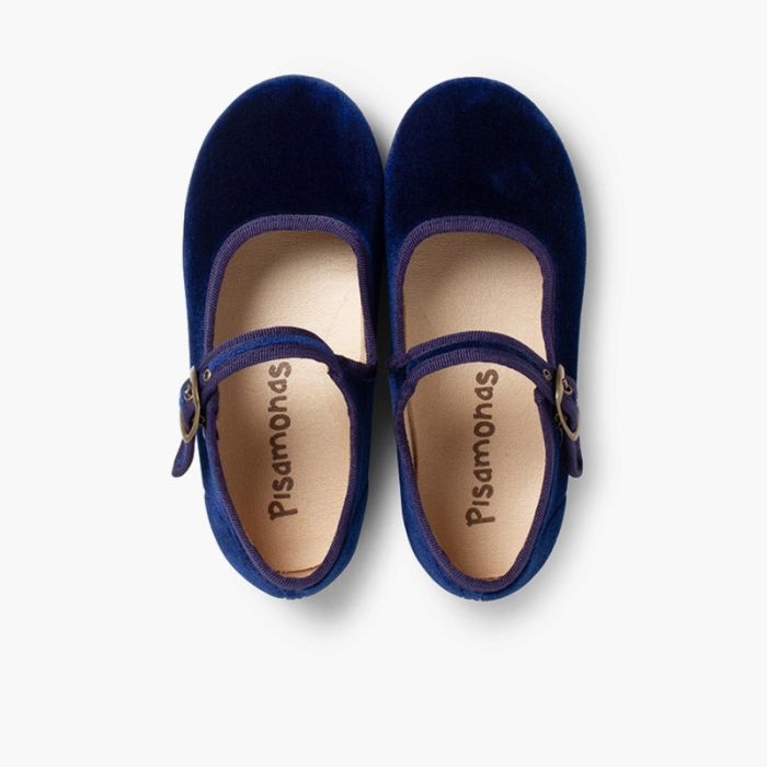 merceditas niña terciopelo hebilla azul