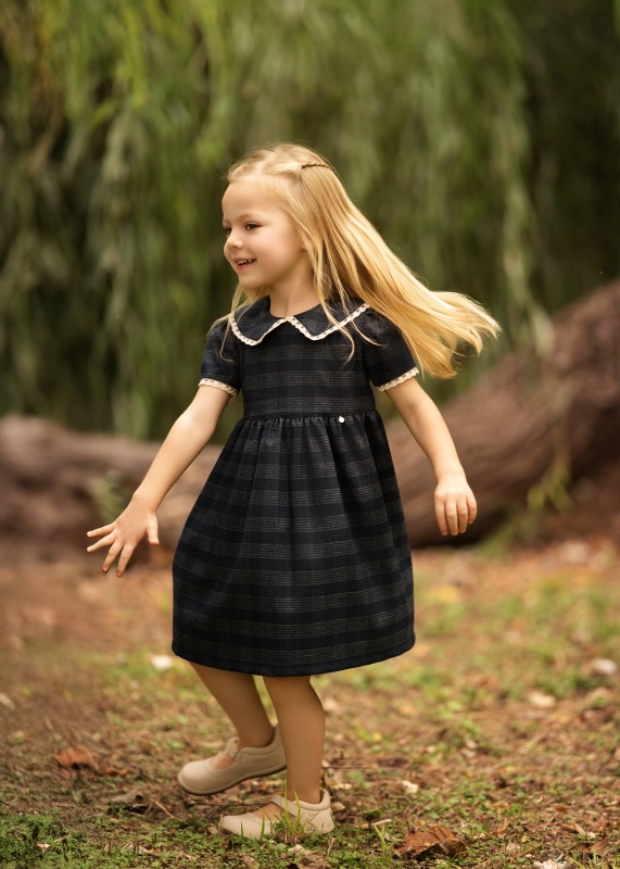 vestido escoses con puntillas marion azul