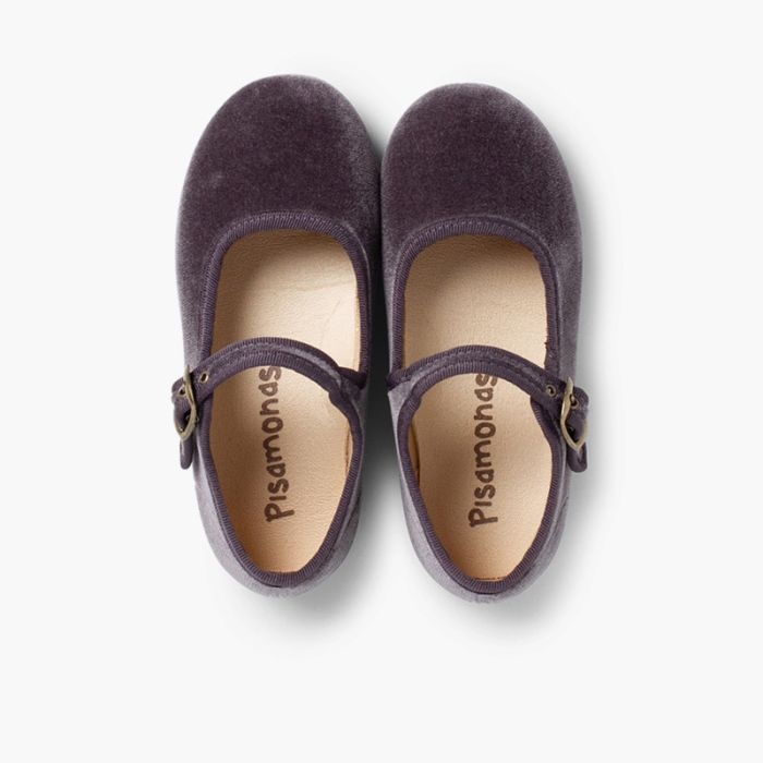 merceditas niña terciopelo hebilla gris