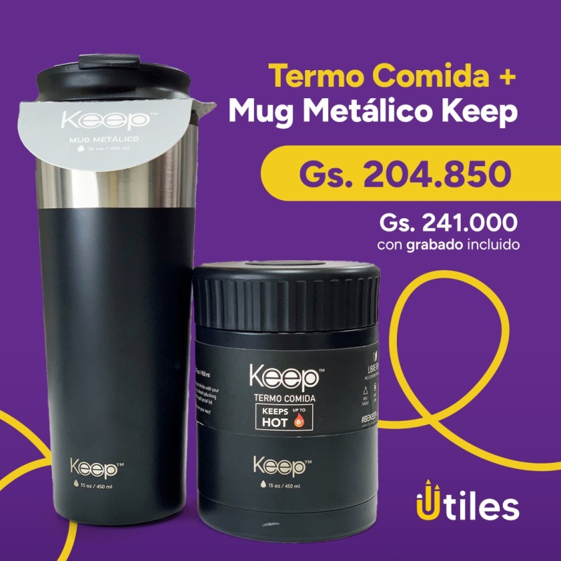 TERMO COMIDA + MUG METALICO KEEP