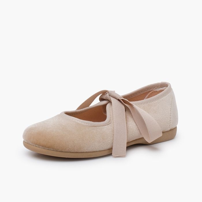 mercedita terciopelo lazo faya niña beige