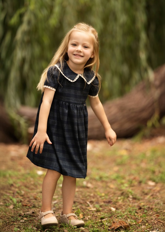 vestido escoses con puntillas marion azul