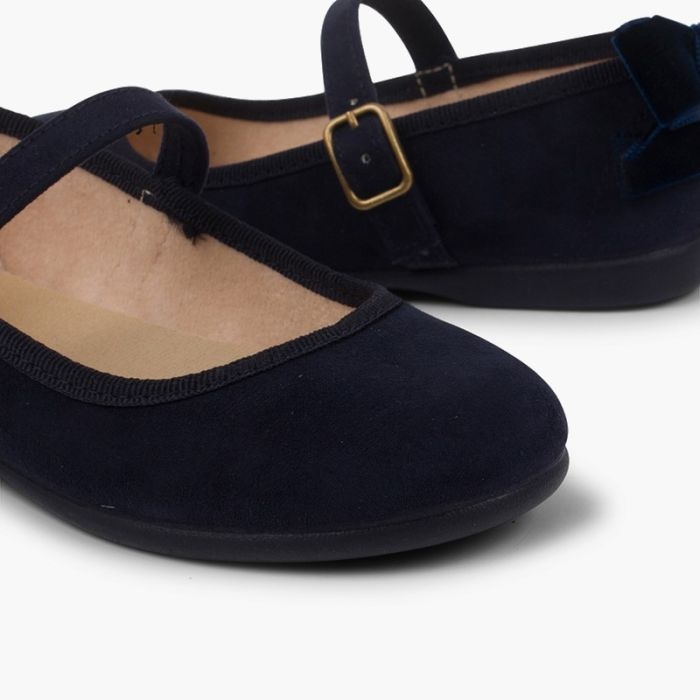 mercedita hebilla lazo trasero terciopelo azul marino