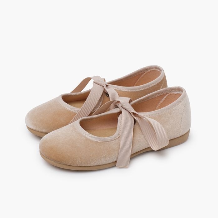 mercedita terciopelo lazo faya niña beige