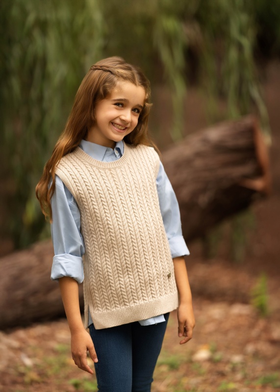 chaleco menguado zara vison