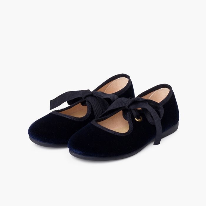 mercedita terciopelo lazo faya niña azul marino