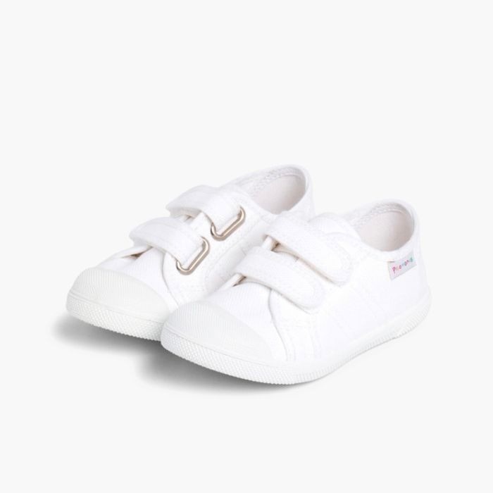 zapatillas niños lona cinta adhesiva blanco