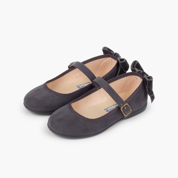 mercedita hebilla lazo trasero terciopelo gris