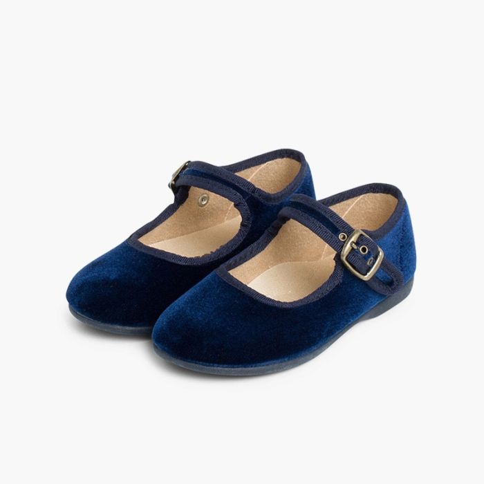 merceditas niña terciopelo hebilla azul