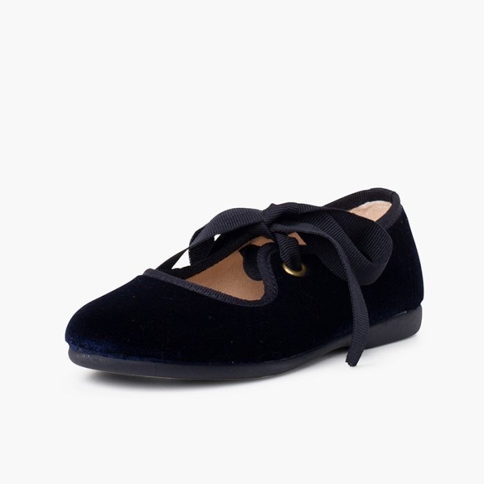 mercedita terciopelo lazo faya niña azul marino