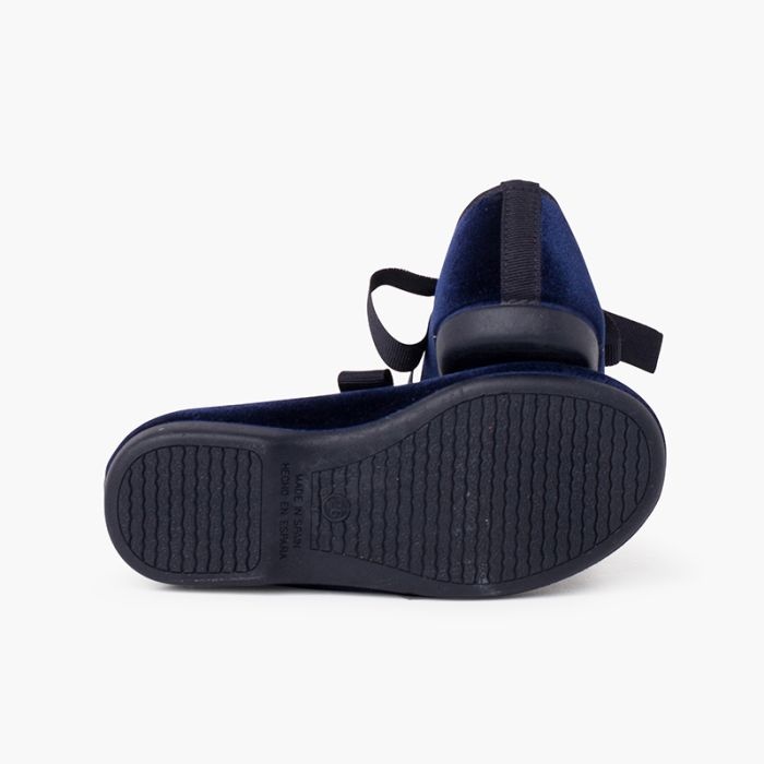 mercedita terciopelo lazo faya niña azul marino