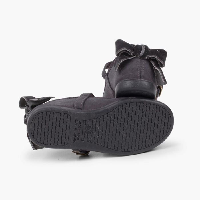 mercedita hebilla lazo trasero terciopelo gris