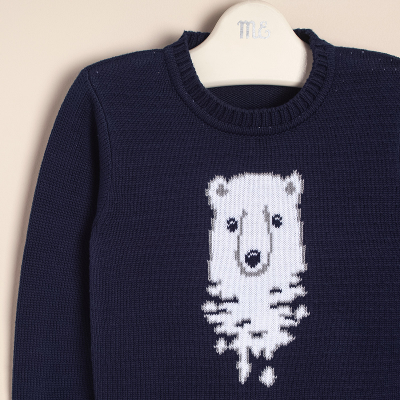 sweater con jaquard oso grizzly azul