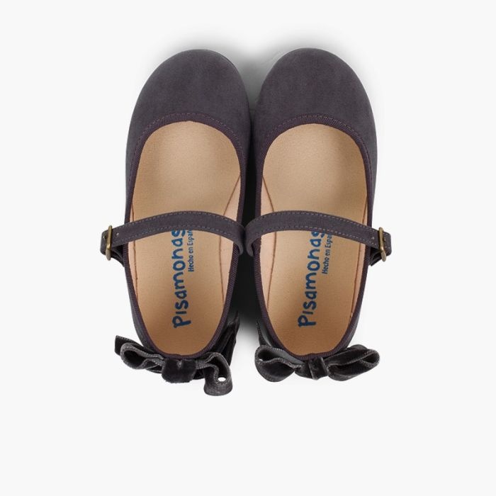 mercedita hebilla lazo trasero terciopelo gris