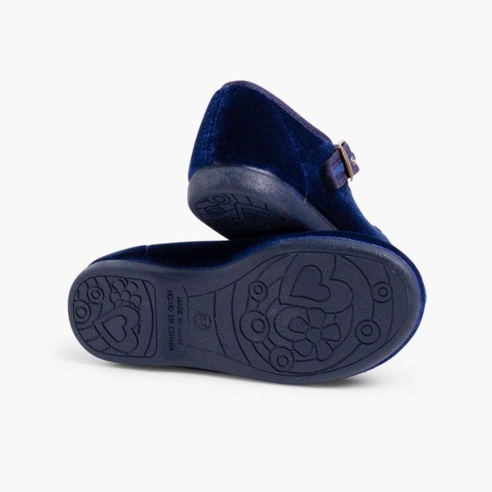 merceditas niña terciopelo hebilla azul