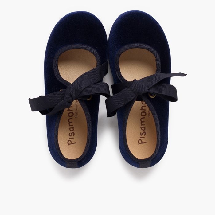 mercedita terciopelo lazo faya niña azul marino