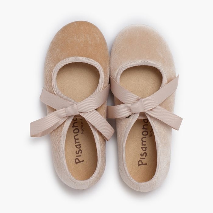 mercedita terciopelo lazo faya niña beige