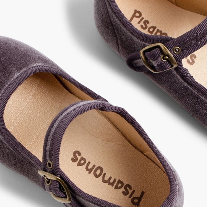 merceditas niña terciopelo hebilla gris