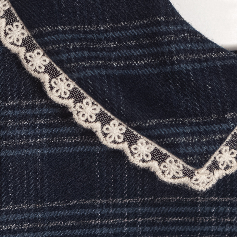 vestido escoses con puntillas marion azul