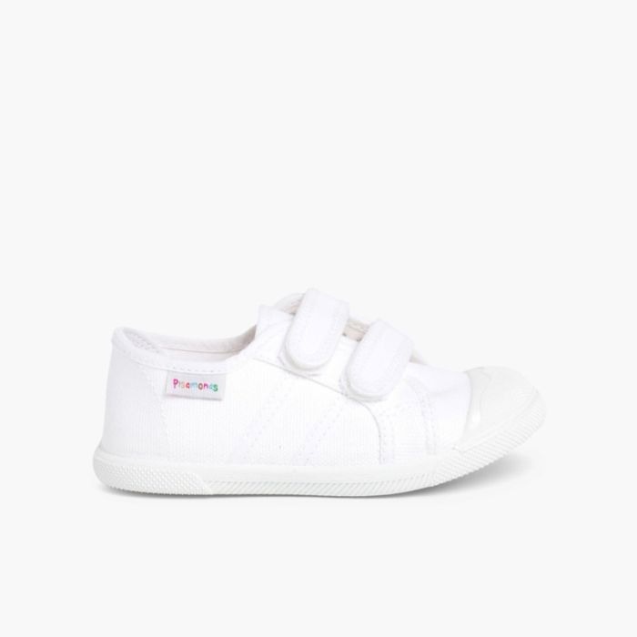 zapatillas niños lona cinta adhesiva blanco