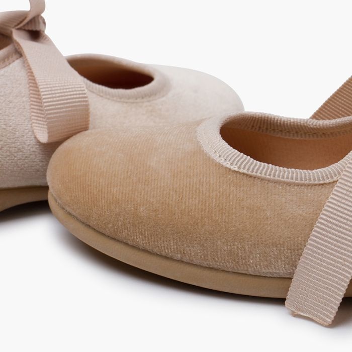 mercedita terciopelo lazo faya niña beige