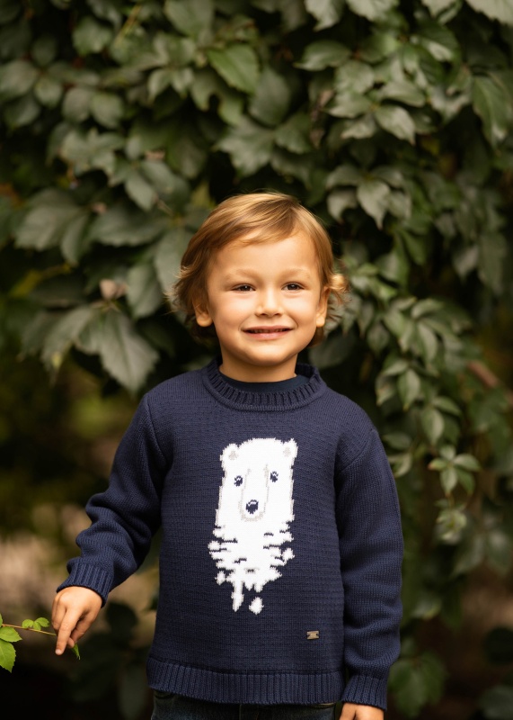 sweater con jaquard oso grizzly azul