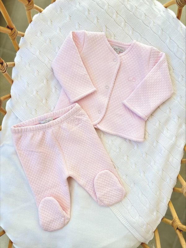 conjunto basica jacquard acolchado rosado ml