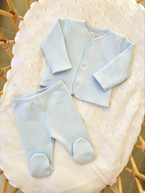 conjunto basica jacquard acolchado celeste ml