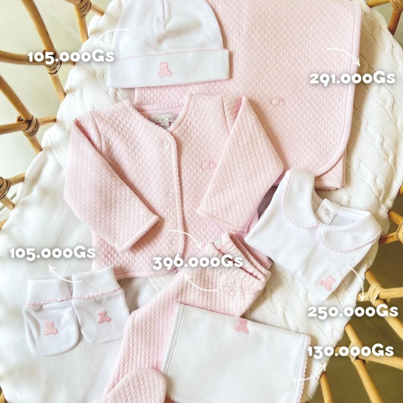 conjunto basica jacquard acolchado rosado ml