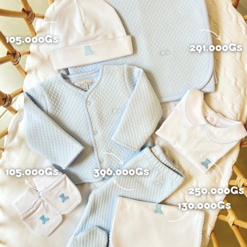 conjunto basica jacquard acolchado celeste ml