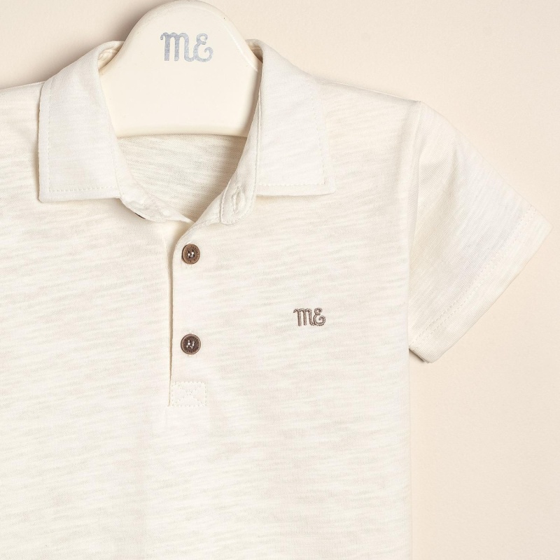 remera flame con cuello polo crudo