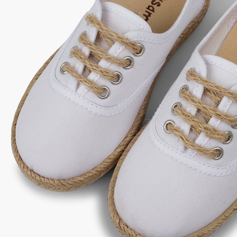 zapatillas niños suela y cordones yute blanco