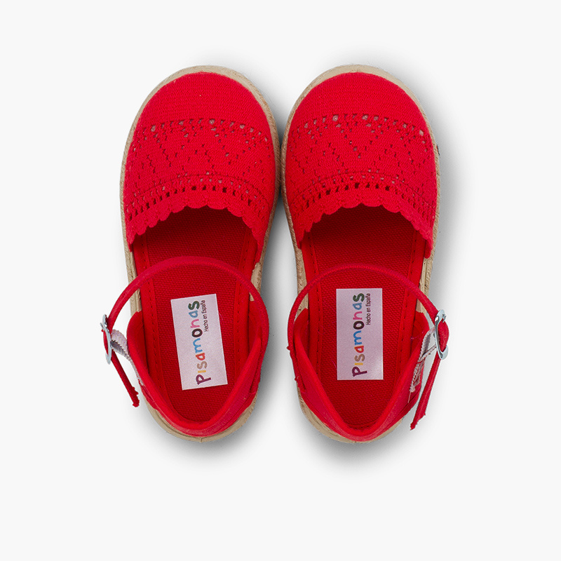 alpargata calada con hebilla rojo