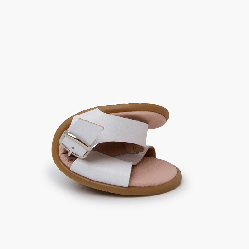 sandalias barefoot hebilla blanco